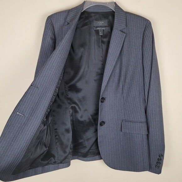 J. Crew Size 6 1035 Super 120's Wool Blazer Pinstripe Gray - Picture 8 of 12